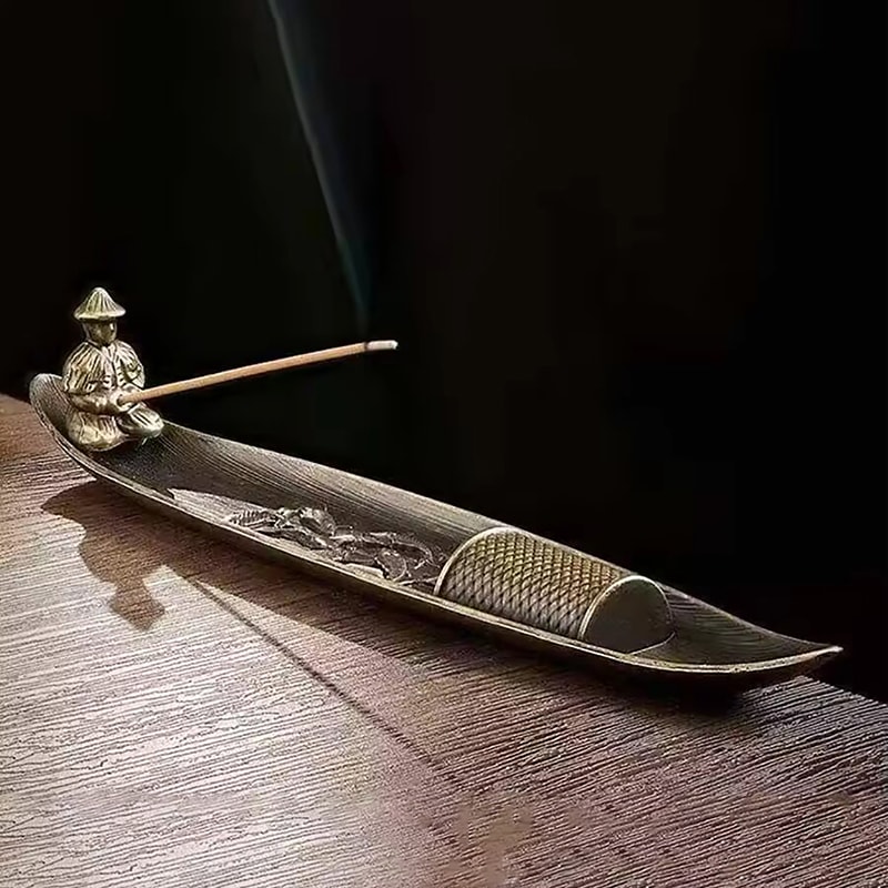 Fashionable Small Boat Incense Burner Fishing Old Man Style Sandalwood Insert Indoor Home Decor Uni 5