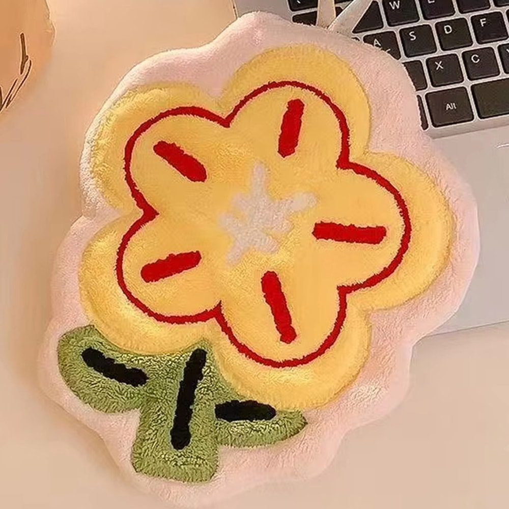 Flower Shape Hand Towel Super Absorbent Cleaning Cloth For Bathroom Kitchen Hanging Hand Wipe Thick 4