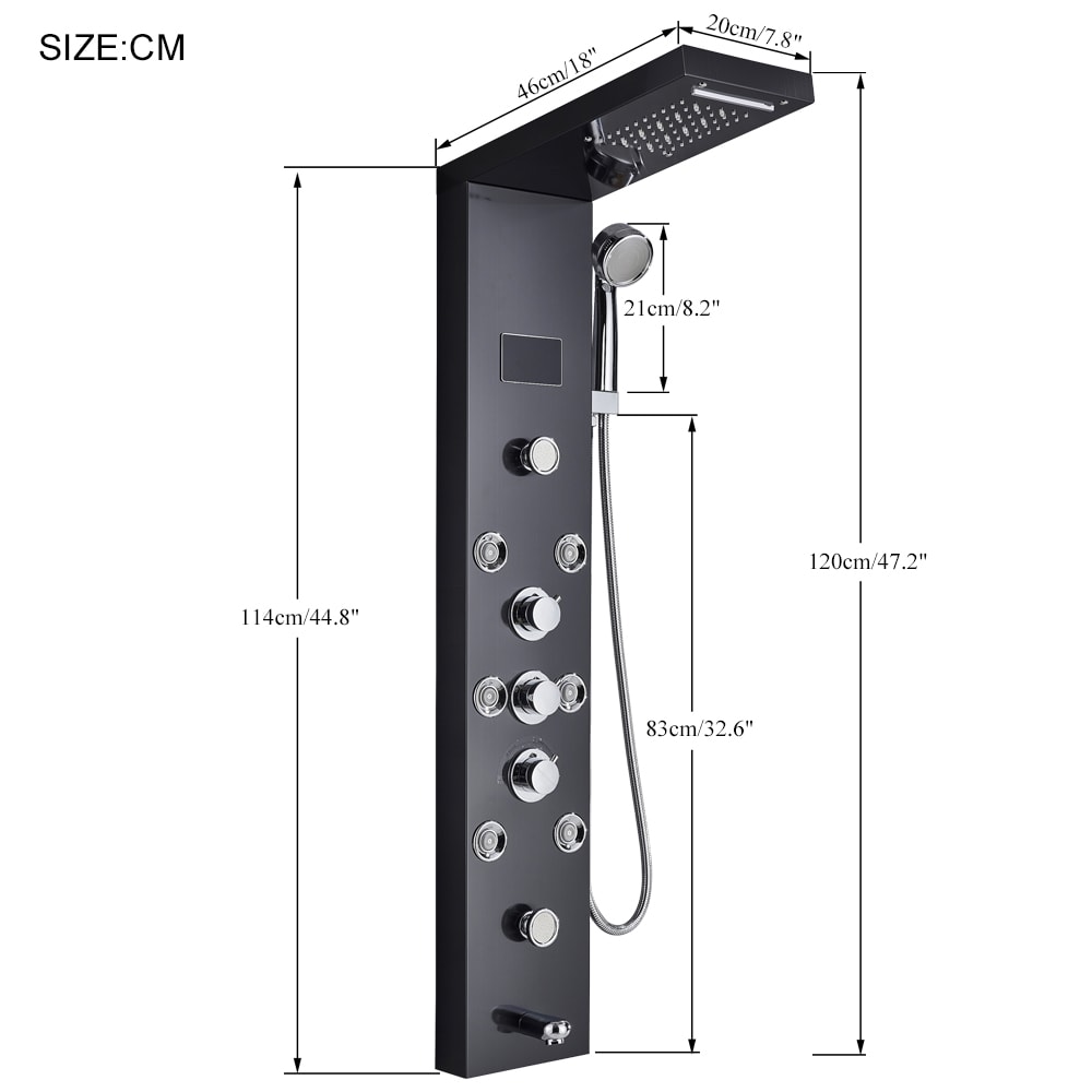LED Light Shower Panel Waterfall Rain Digital Display Shower Faucet Set SPA Massage Jet Bathroom Co 5