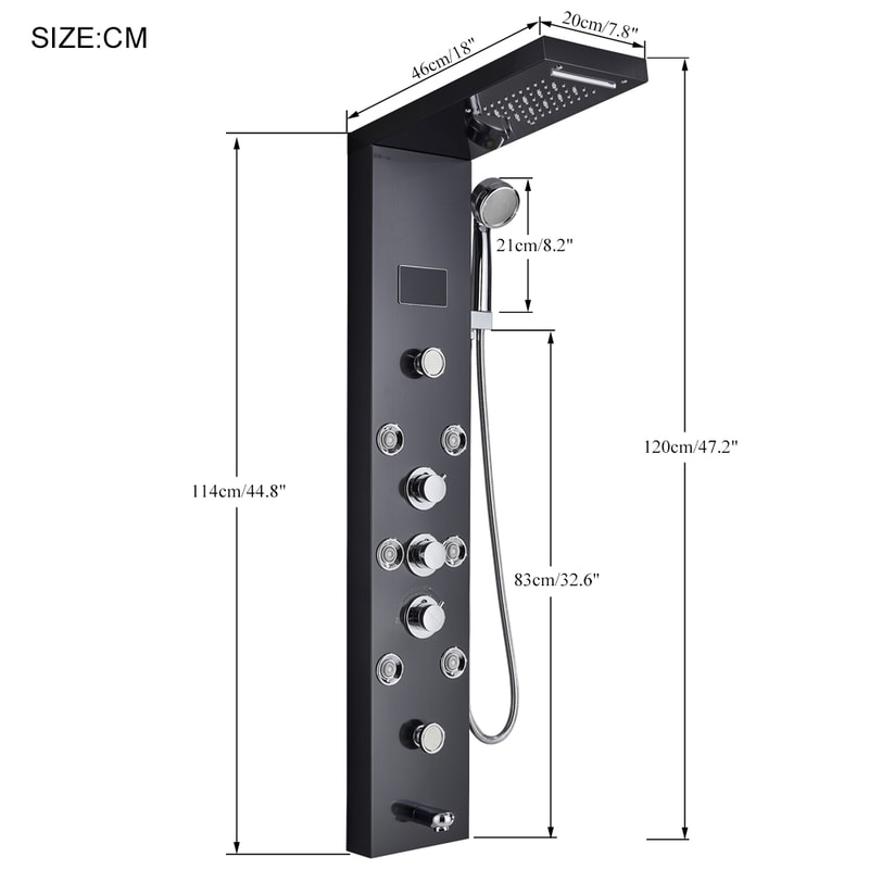 LED Light Shower Panel Waterfall Rain Digital Display Shower Faucet Set SPA Massage Jet Bathroom Co 5