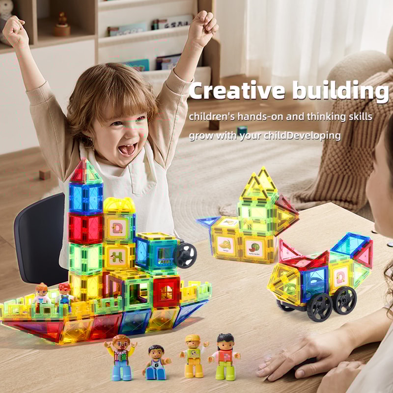 Magnetic Building Blocks Set Montessori Construction Toys For Boys Girls Puzzle Tiles Magnetic She 1