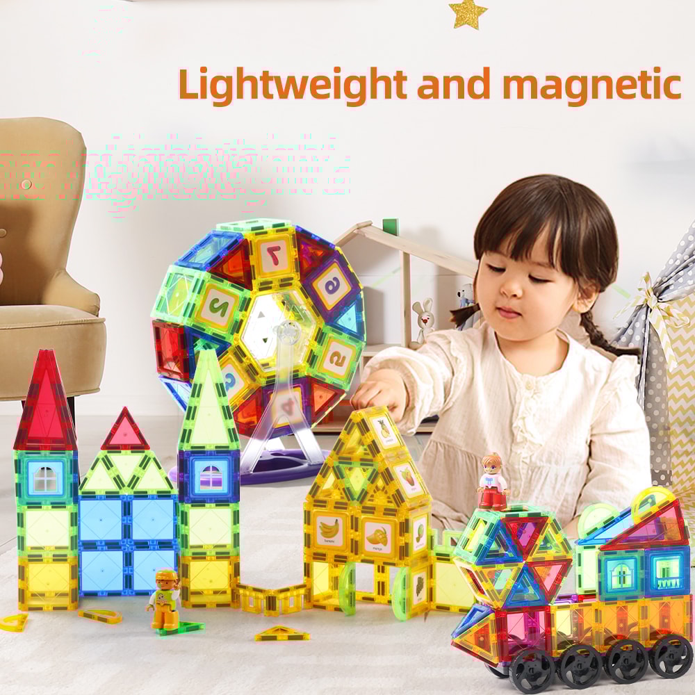 Magnetic Building Blocks Set Montessori Construction Toys For Boys Girls Puzzle Tiles Magnetic She 2