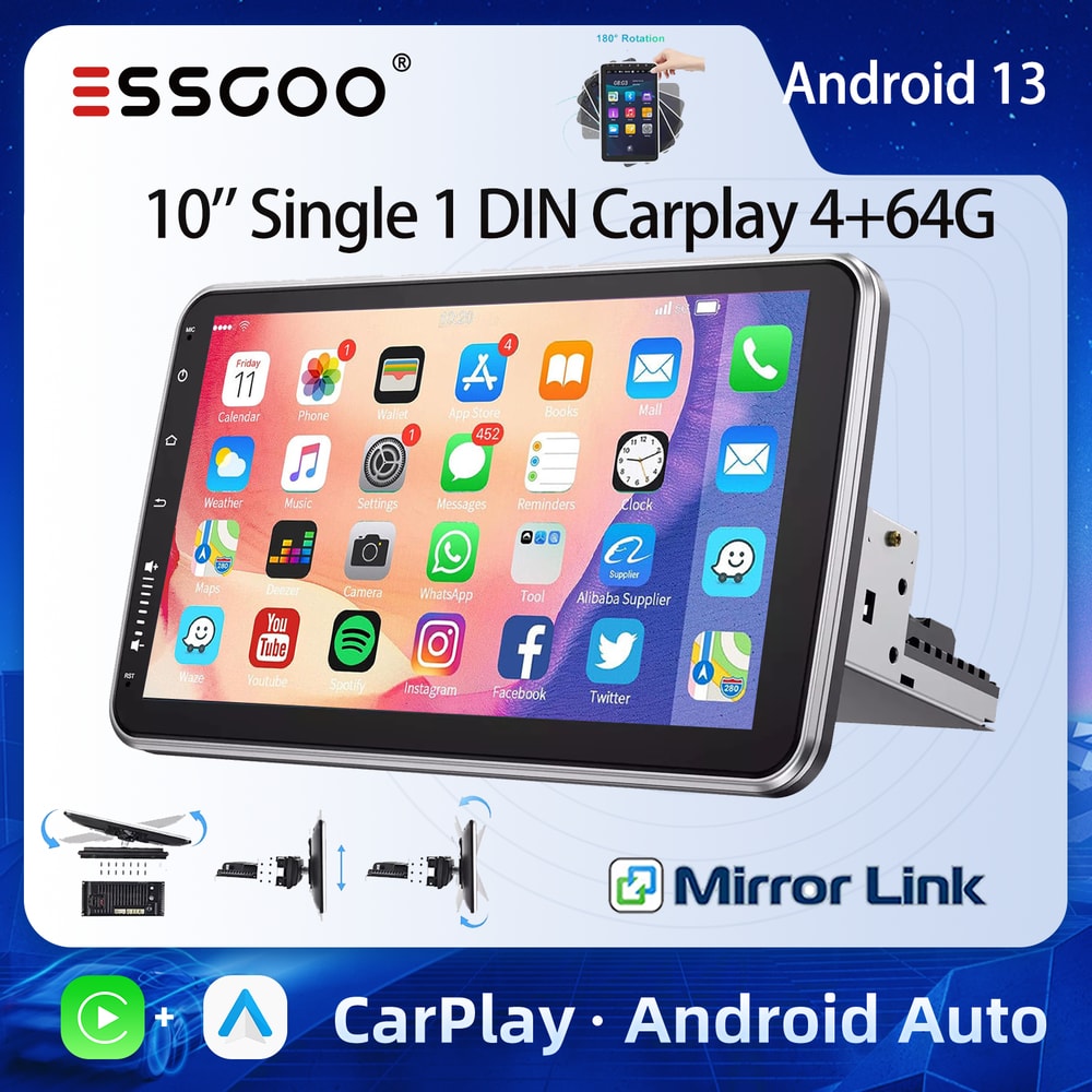 Android Wireless Car Play Android Auto Car Stereo Radio GPS Navi BT FM RDS WIFI USB Microphone 1