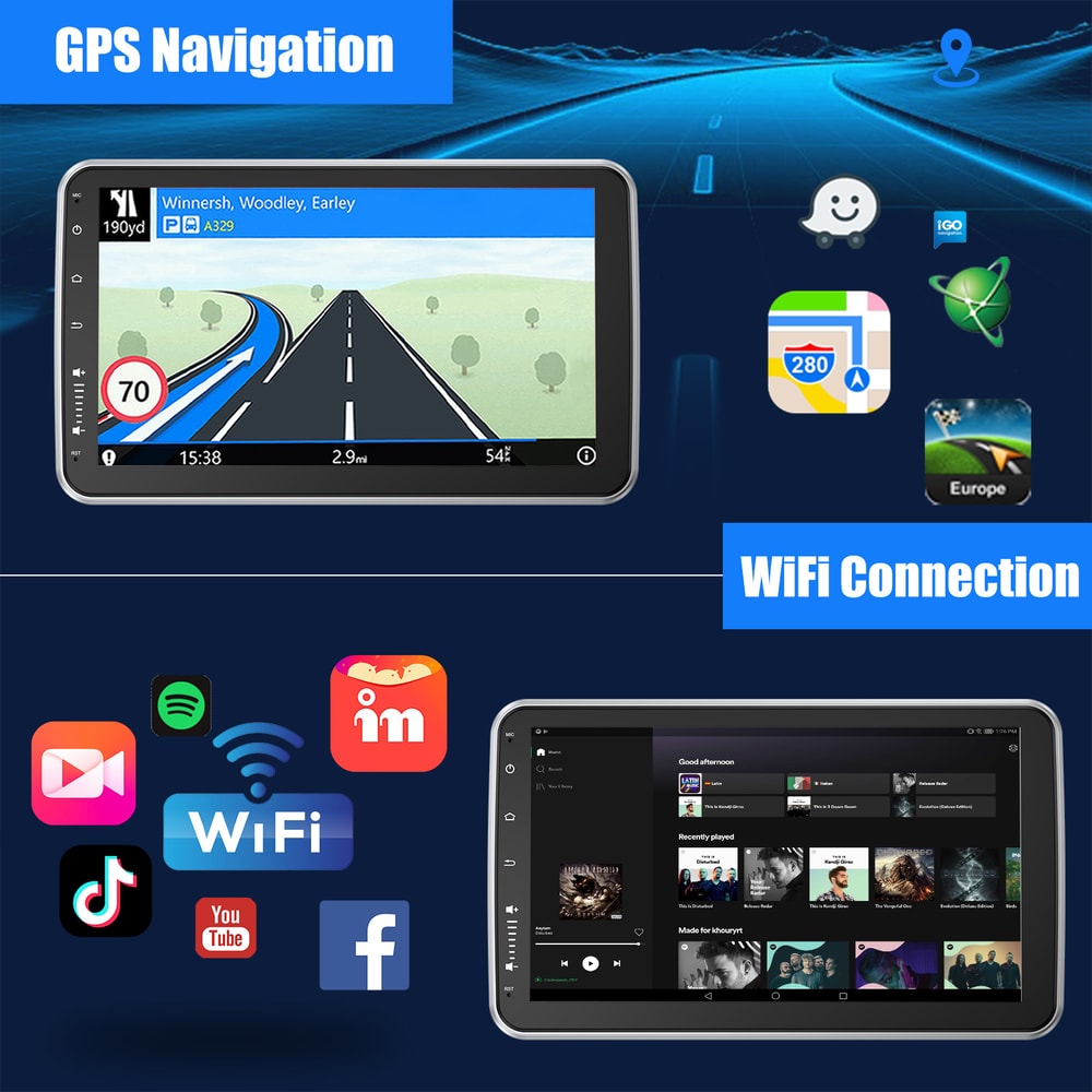 Android Wireless Car Play Android Auto Car Stereo Radio GPS Navi BT FM RDS WIFI USB Microphone 5