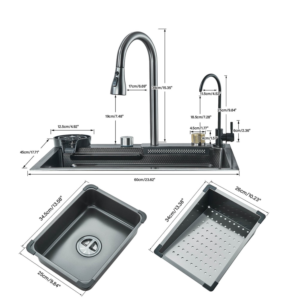 Stainless Steel Waterfall Kitchen Sink Large Single Basin Sink Above Counter Sink With Large Single