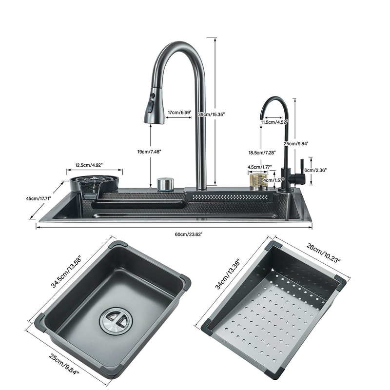 Stainless Steel Waterfall Kitchen Sink Large Single Basin Sink Above Counter Sink With Large Single