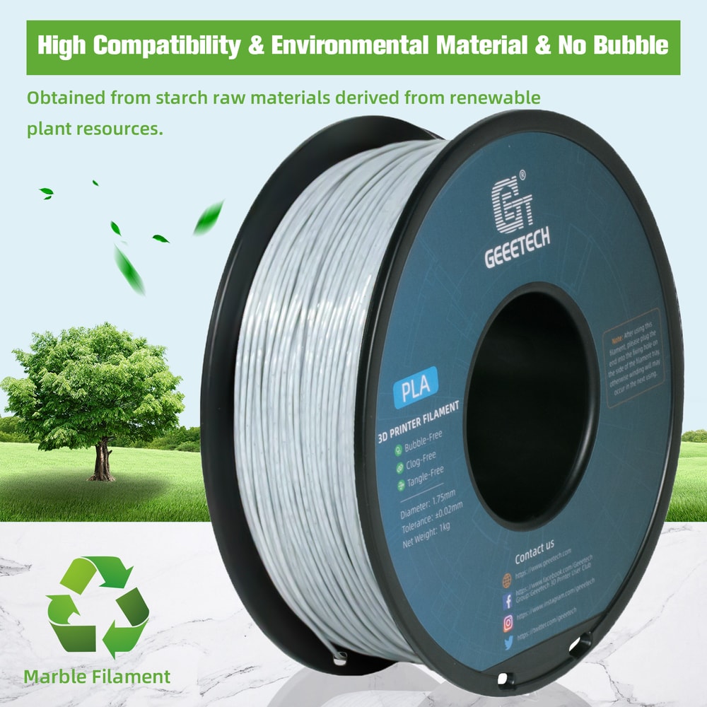 Marble PLA Printer Filament Plastic TangleFree Vacuum Packaging Printing Wire Materials For Printin 3