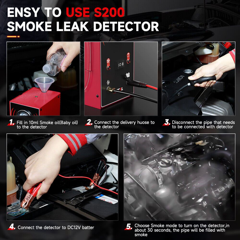 Smoke Leak Detector For Car Motorcycle Smoke Machine Diagnostic Tool Vacuum Tester For Oil Fuel Pip 5