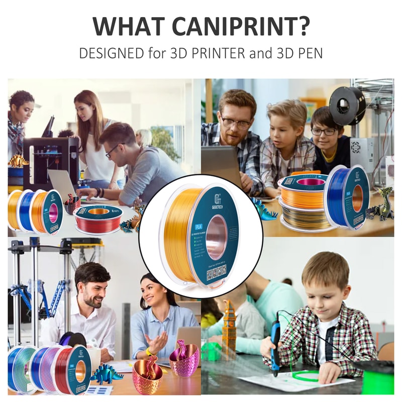 Three Tri Color Silk PLA Filament Spool Vacuum Packaging Special Color For Printing 5