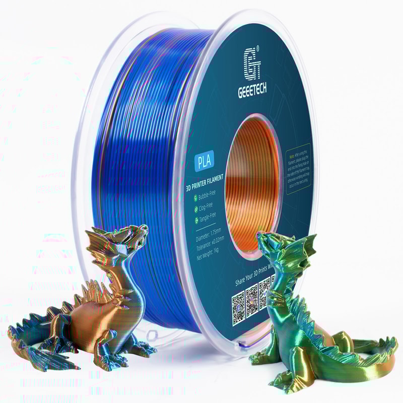 Three Tri Color Silk PLA Filament Spool Vacuum Packaging Special Color For Printing 9