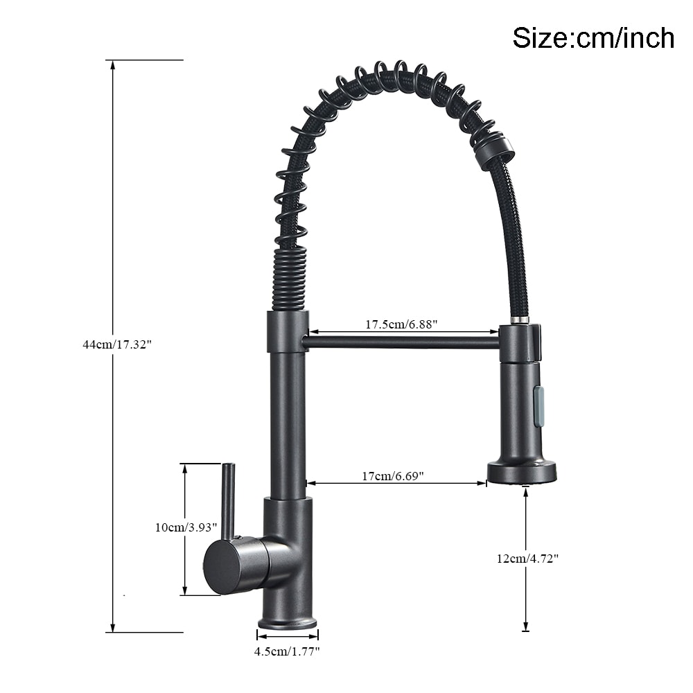 Silver Gray Kitchen Sink Faucet One Handle Spring Hot And Cold Water Tap Deck Mounted Matte Black K