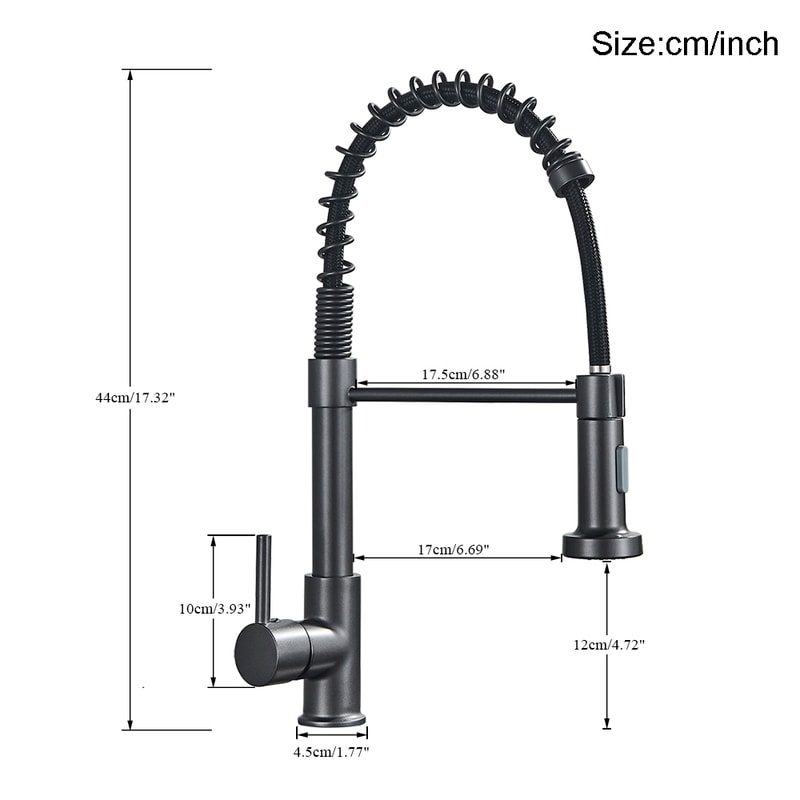 Silver Gray Kitchen Sink Faucet One Handle Spring Hot And Cold Water Tap Deck Mounted Matte Black K