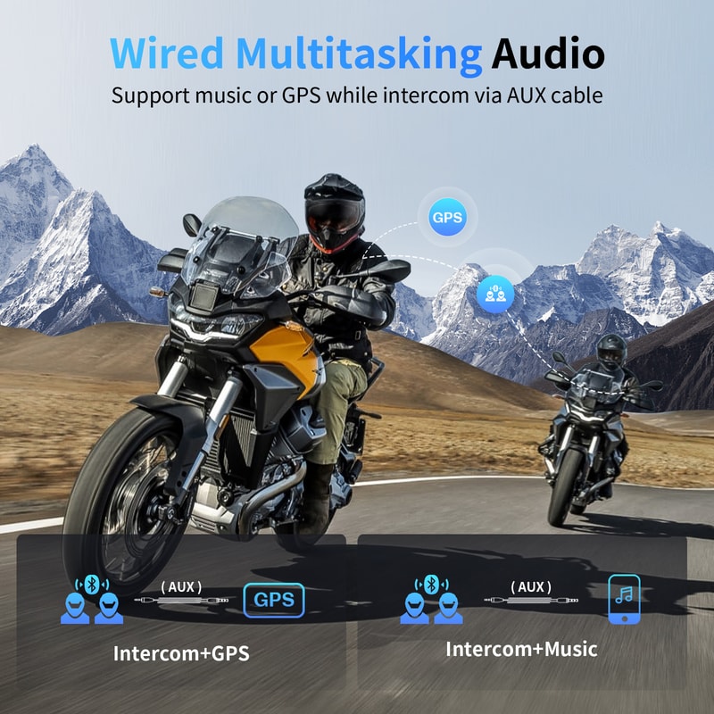 Motorcycle Intercom Bluetooth Helmet Headset Communicator BT Inter Phone Share Music Riding System 3