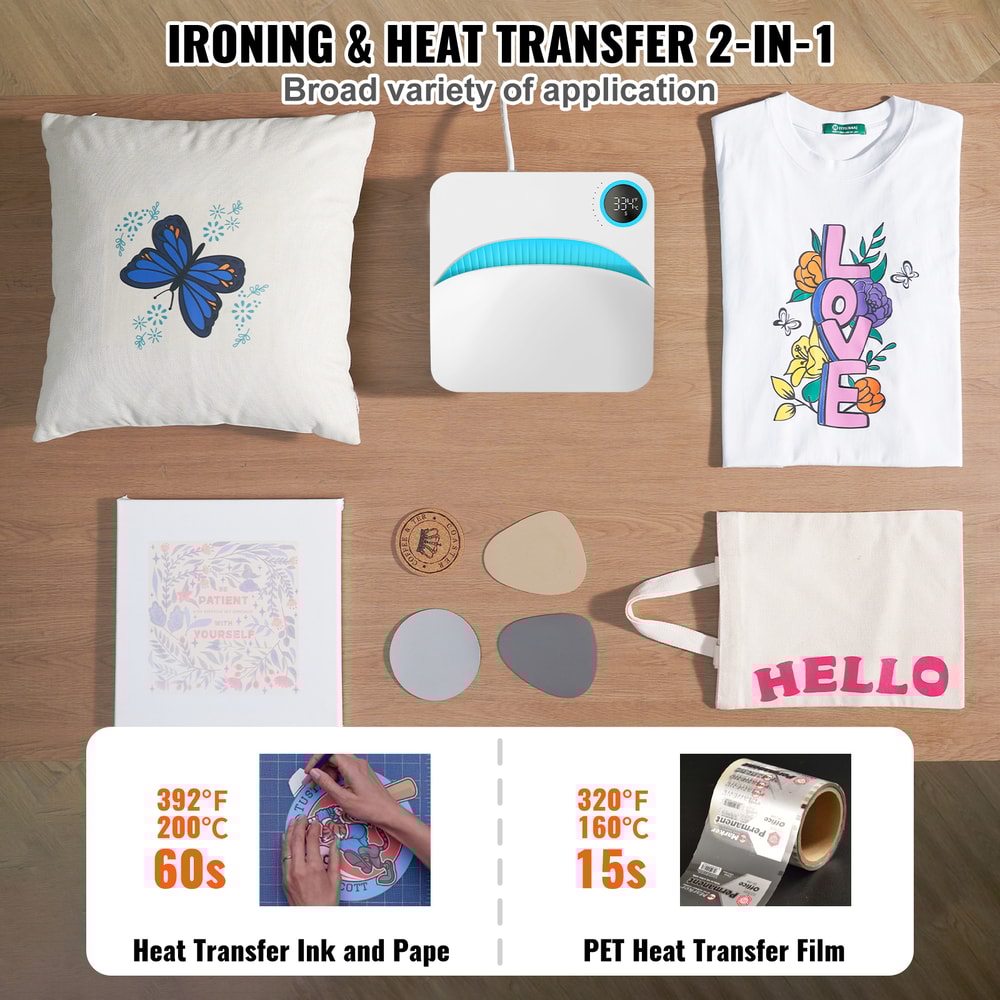 Portable Heat Press Machine DIY Shirt Printing Multifunctional Sublimation Transfer HTV Vinyl Tshir