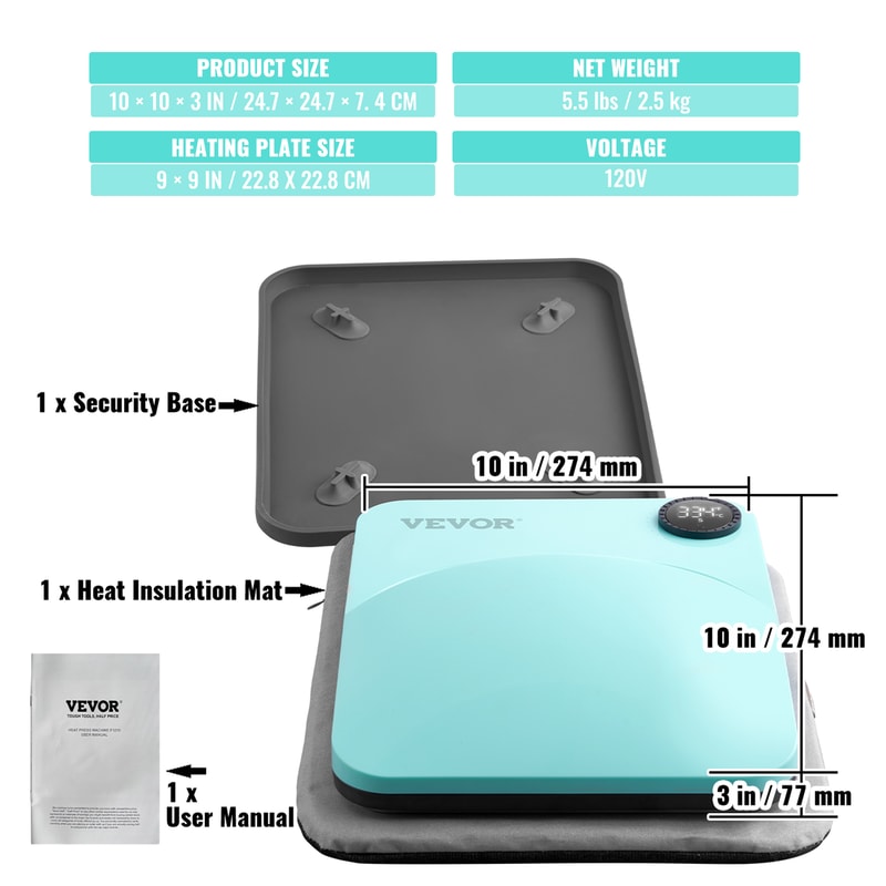 Portable Heat Press Machine DIY Shirt Printing Multifunctional Sublimation Transfer HTV Vinyl Tshir