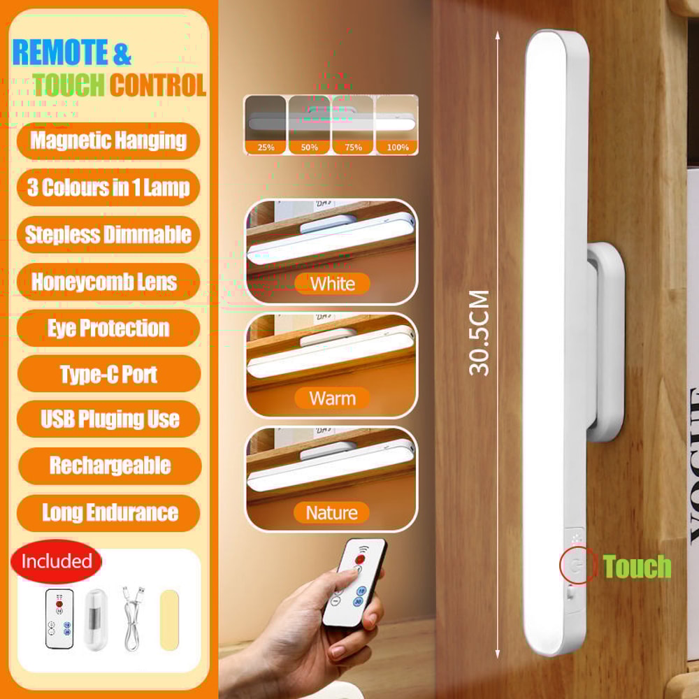 Remote LED Desk Lamp Magnetic Hanging Night Light USB Rechargeable Table Lamp Reading Light For Cab 2