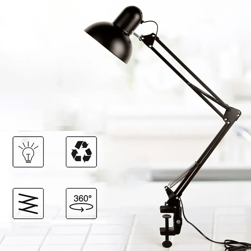 Foldable Desk Lamp Clipon Light Telescopic Eye Protection Retro Office And Bedroom Table Lamp Adjus 2