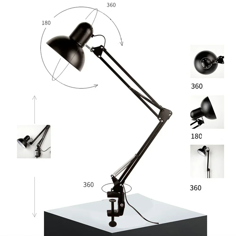 Foldable Desk Lamp Clipon Light Telescopic Eye Protection Retro Office And Bedroom Table Lamp Adjus 3