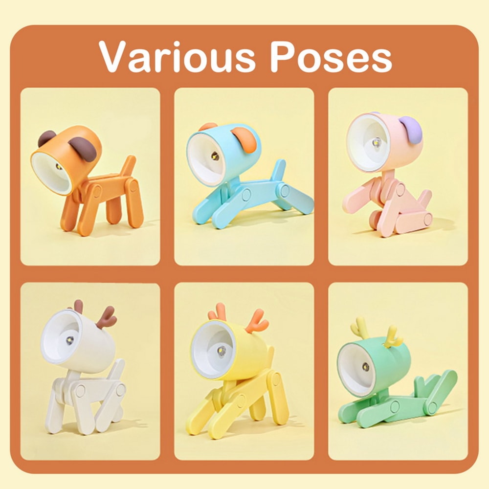 LED Night Light Mini Folding Desk Lamp Cute Pet Lights Dog Deer Portable Night Light Student Living 4