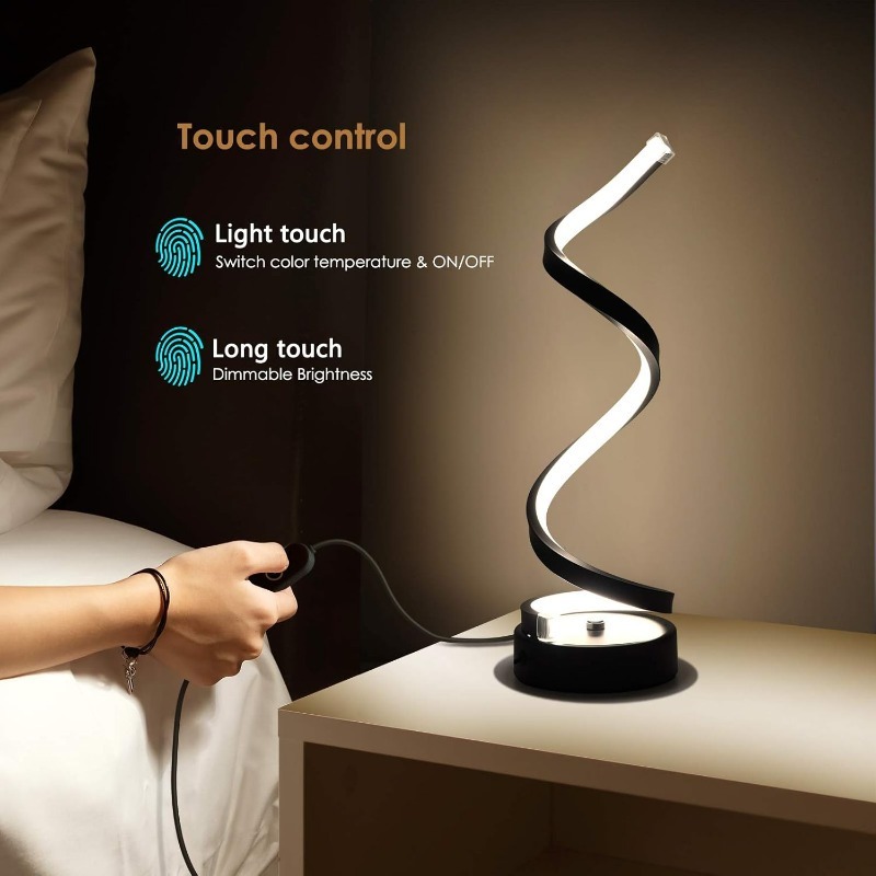 Classic Creative Spiral LED Table Lamp, Modern Minimalist Dimmable Spiral Table Lamp, Adjustable Arm, Soft Light