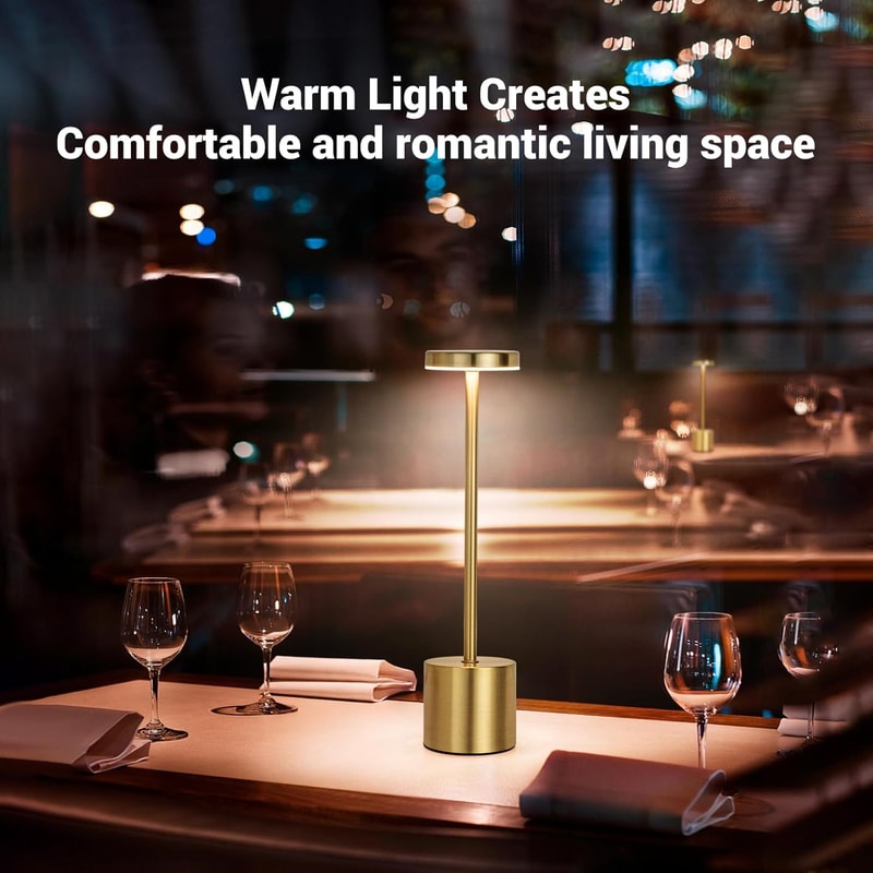 Simple LED Rechargeable Touch Metal Table Lamp Three Colors Bedside Creative Ambient Light Bar Outd 4