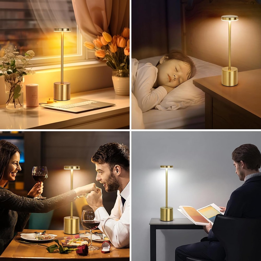 Simple LED Rechargeable Touch Metal Table Lamp Three Colors Bedside Creative Ambient Light Bar Outd 5