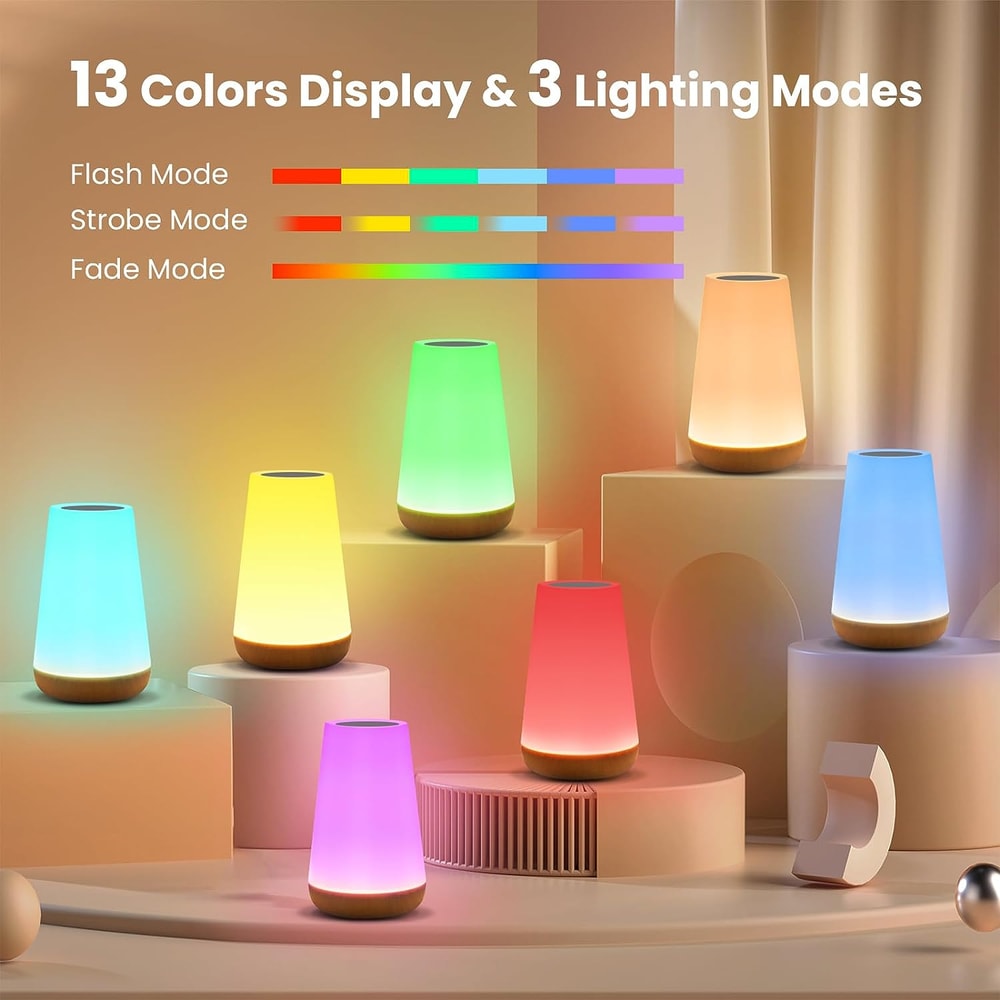 Changing Night Light RGB Remote Control Touch Dimmable Lamp Portable Table Bedside Lamps USB Rechar 3