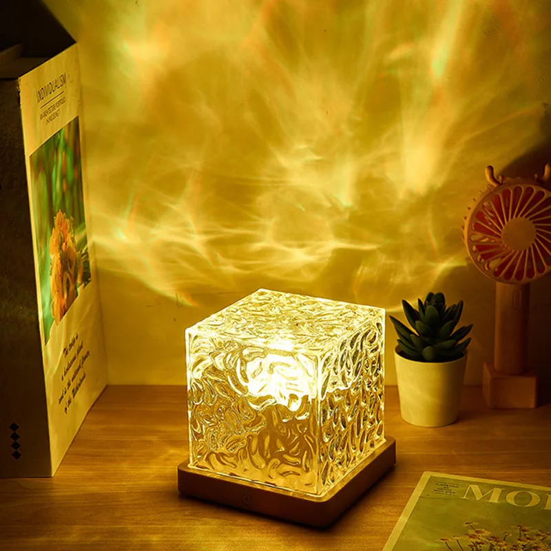 Dynamic Rotating Water Ripple Projector Night Light Changing RGB Lamp Remote Control Dimmable Table 0