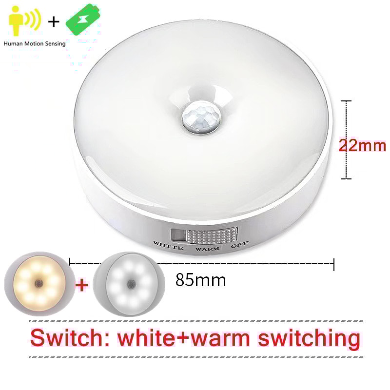 Motion Sensor Light LED USB Night Lights Rechargeable Lamp For Bedroom Staircase Hallway Wardrobe 6