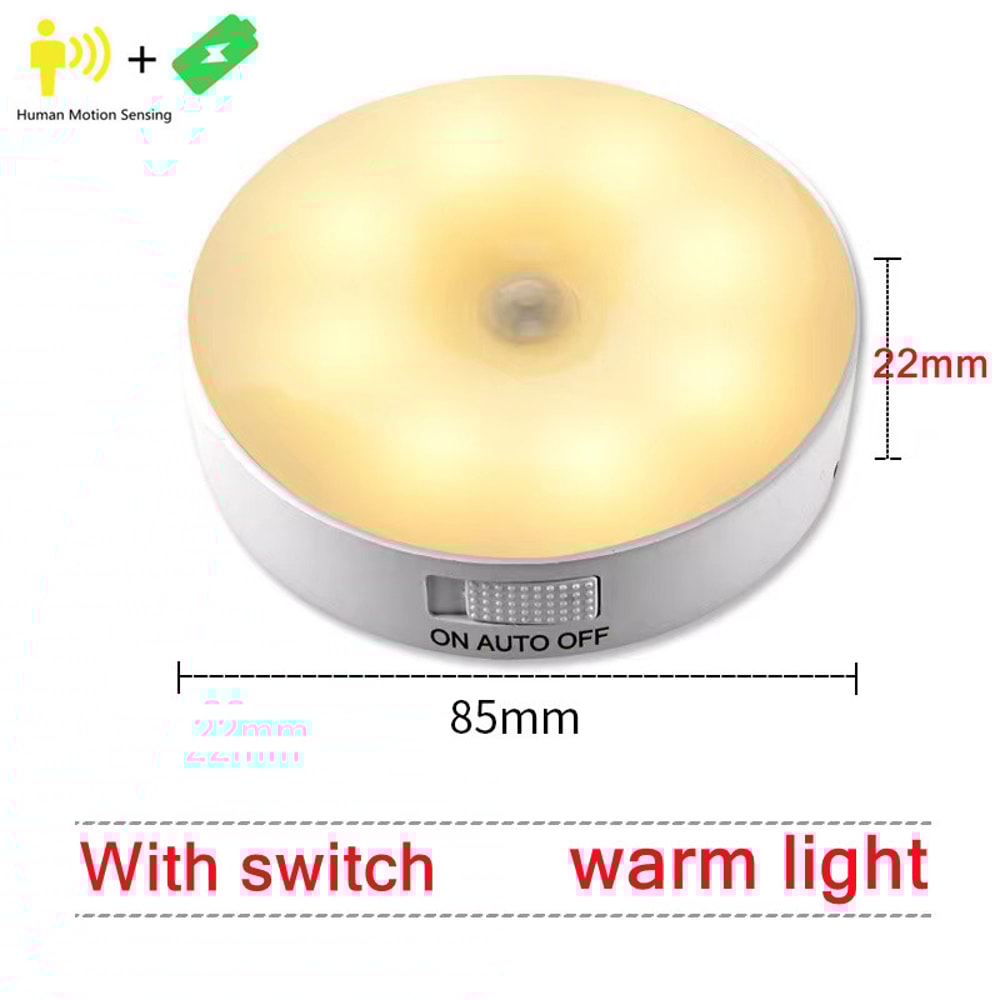 Motion Sensor Light LED USB Night Lights Rechargeable Lamp For Bedroom Staircase Hallway Wardrobe 7
