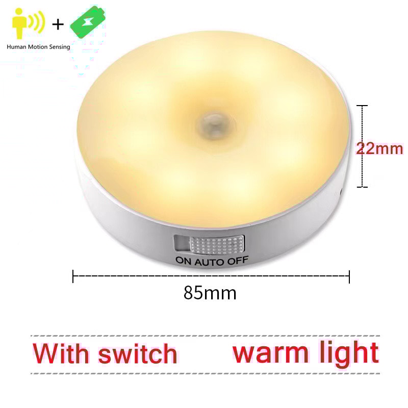 Motion Sensor Light LED USB Night Lights Rechargeable Lamp For Bedroom Staircase Hallway Wardrobe 7