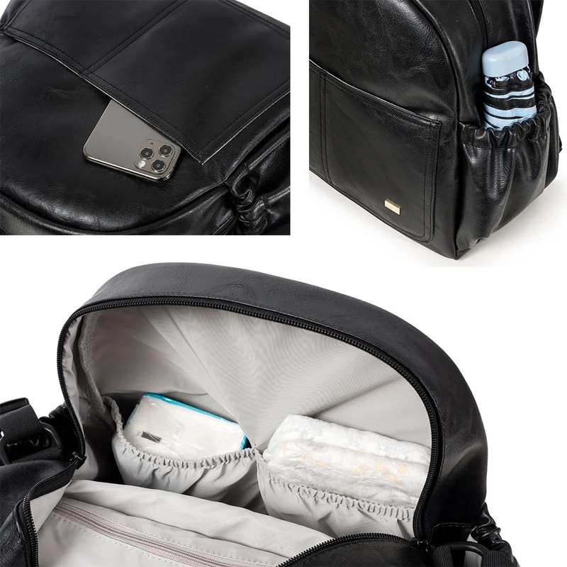 Large Capacity Solid Diaper Bag, Waterproof Nappy Changing Bag with Backpack Straps for Fashionable Mothers