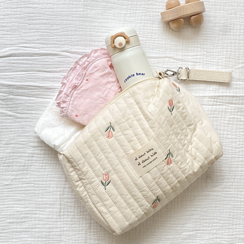 Mommy Bag Print Embroidery, Zipper Newborn Baby Diaper Bag, Nappy Pouch Travel Stroller Storage Bag