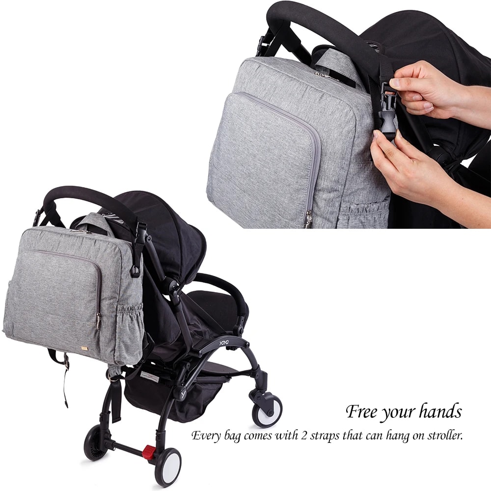 Stylish Solid Diaper Bag Waterproof Multifunctional Nursing Backpack Large Baby Changing Bag 3