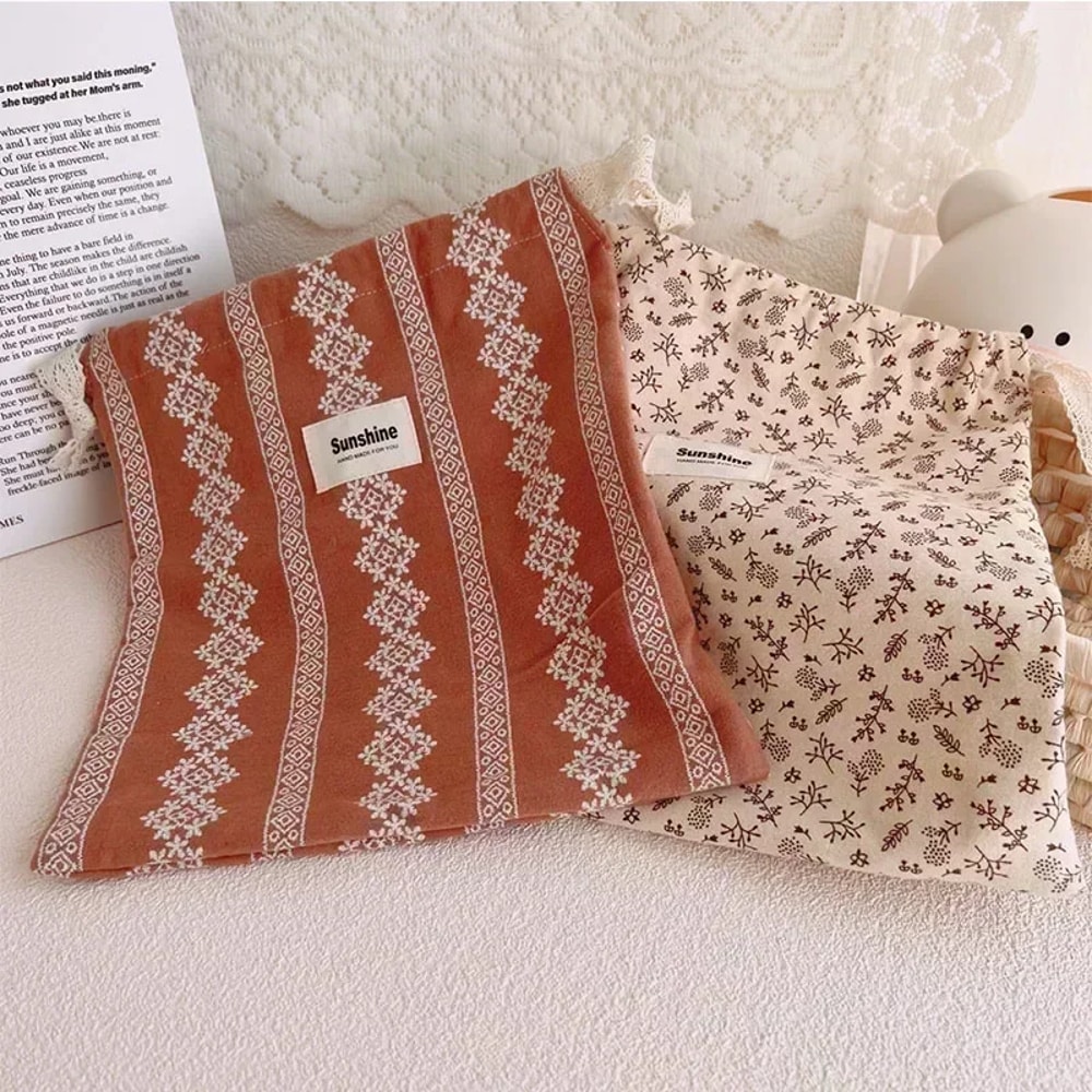 Printed Flower Mommy Bag Baby Diaper Bag With Cotton Nappy String Pocket Stroller Carry Pack For Tr 3