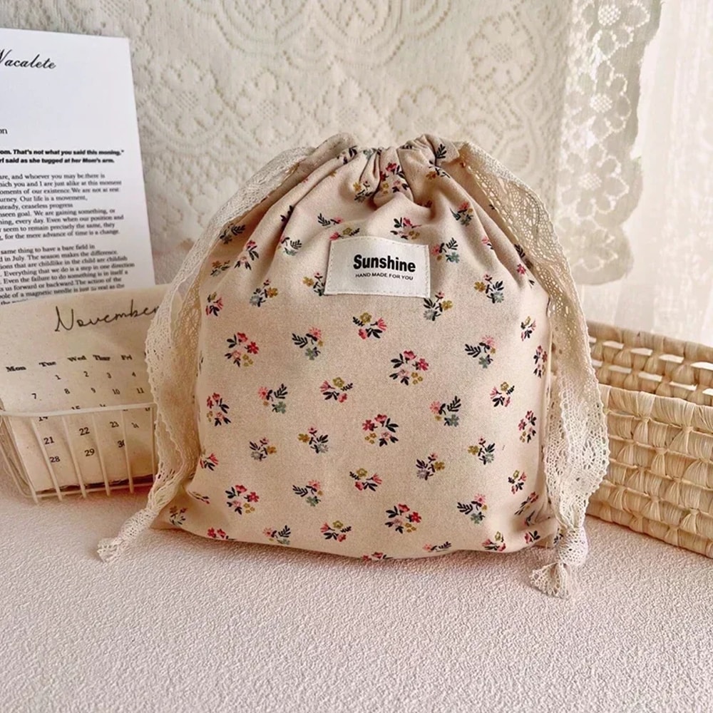 Printed Flower Mommy Bag Baby Diaper Bag With Cotton Nappy String Pocket Stroller Carry Pack For Tr 6