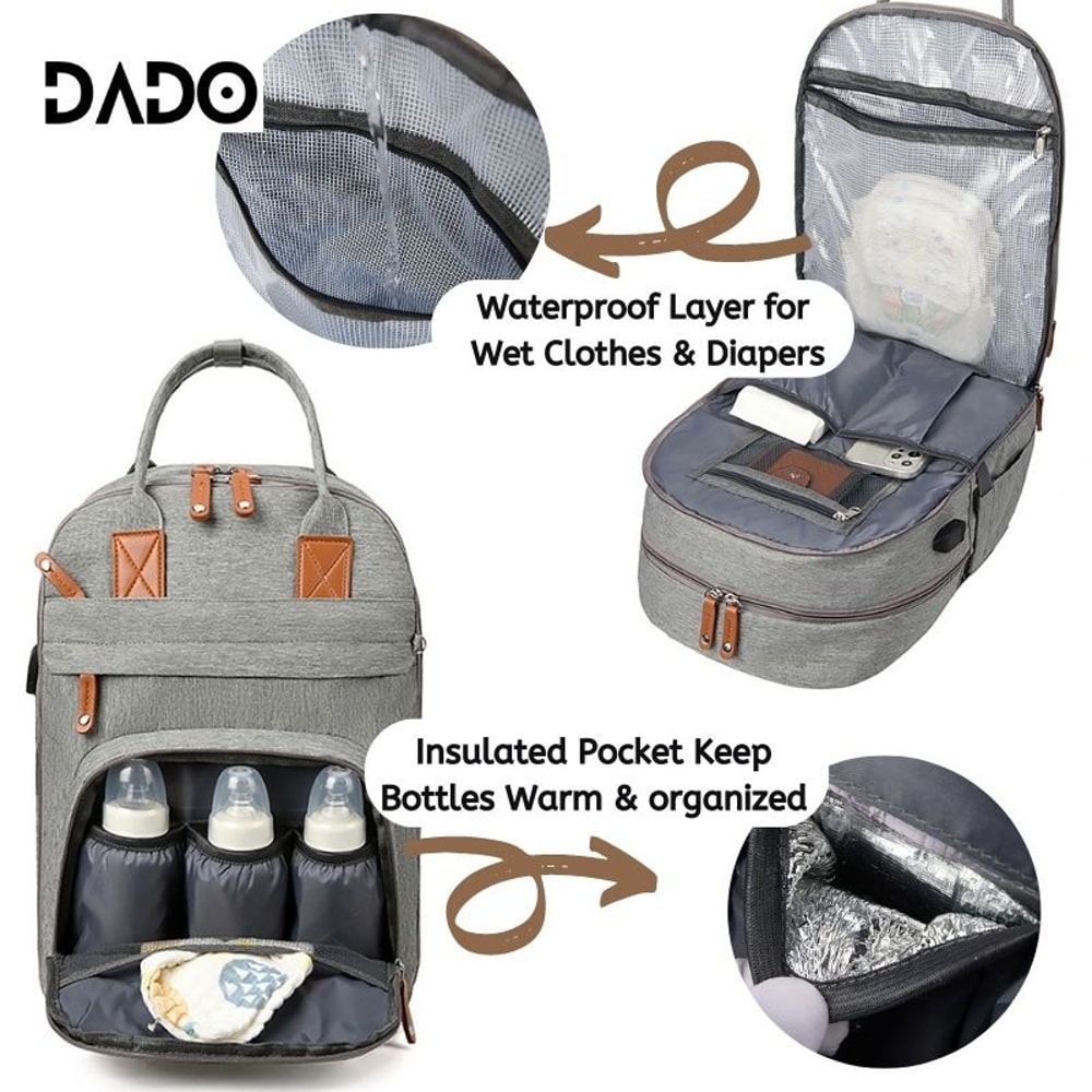 Diaper Bag Backpack Baby Essentials Travel Tote Multifunction Waterproof With Changing Station Pad 2