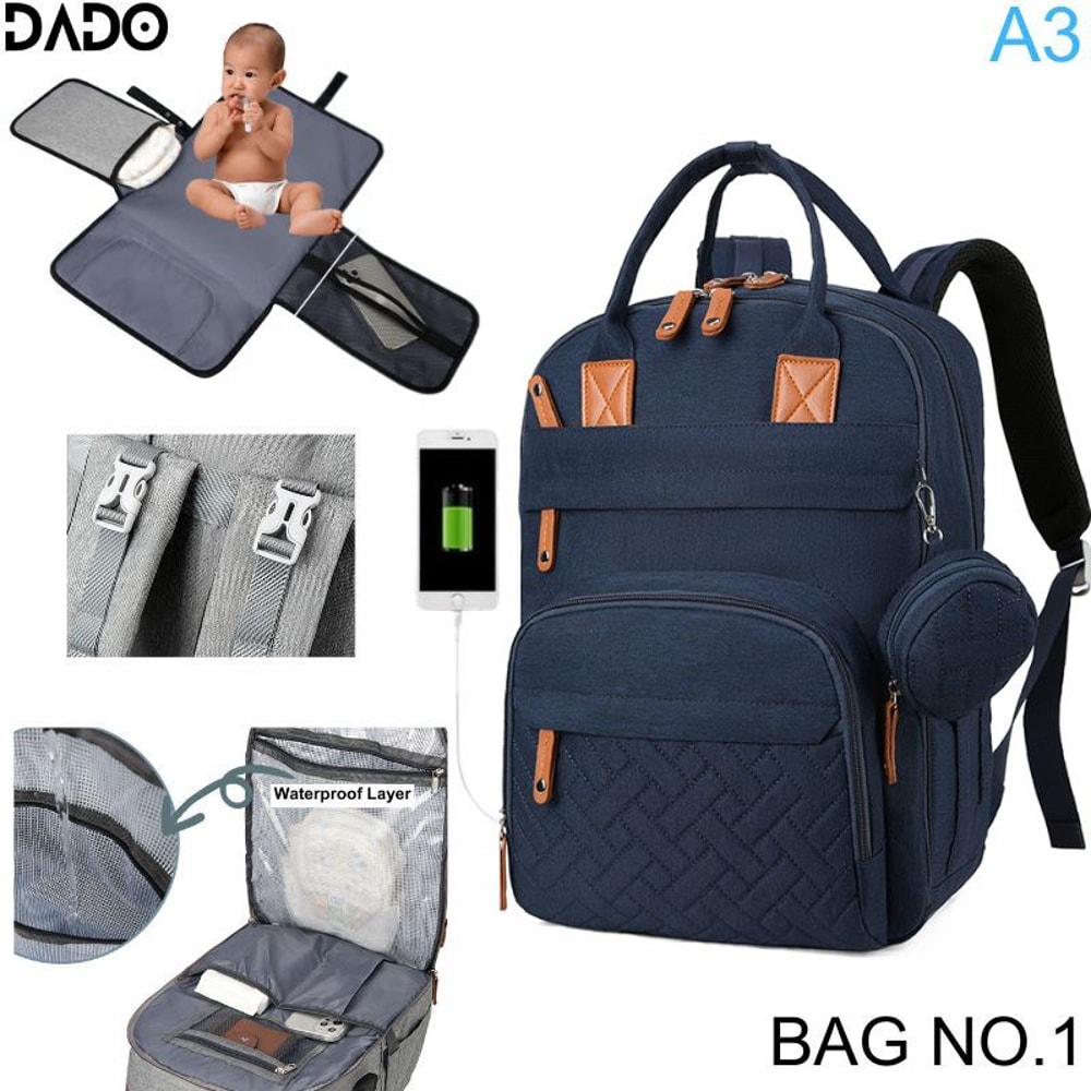 Diaper Bag Backpack Baby Essentials Travel Tote Multifunction Waterproof With Changing Station Pad 5