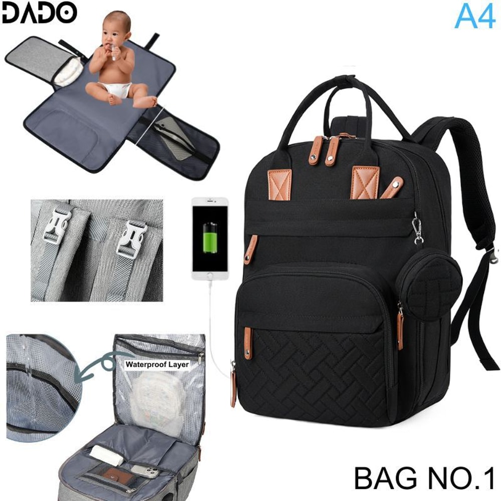 Diaper Bag Backpack Baby Essentials Travel Tote Multifunction Waterproof With Changing Station Pad 6