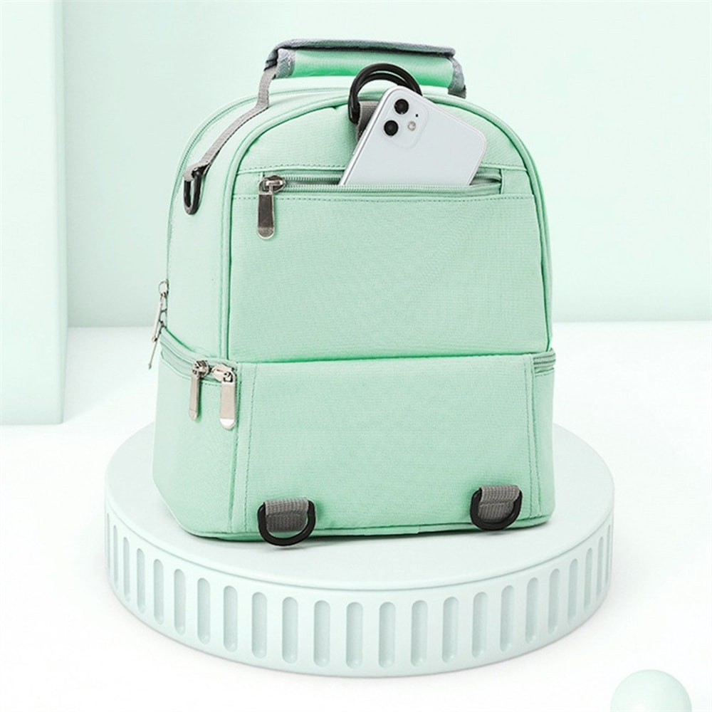 Fashion Insulation Double Layer Pack Solid Color Large Capacity Mommy Bag Travel Picnic Portable Fo 2