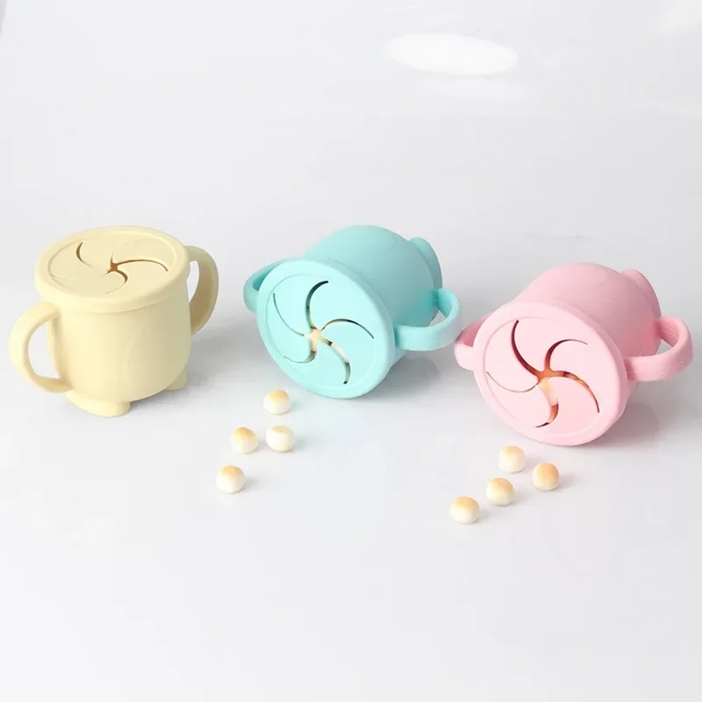 Kids Cup Silicone Food Storage Box Solid Color Baby Sippy Cup Portable Children Snacks Container Fo 1