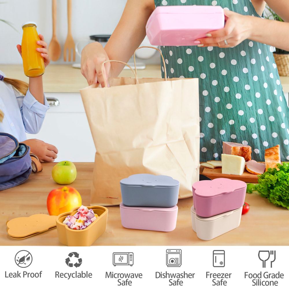 Kids Silicone Food Storage Box Solid Color Baby Snack Cup Portable Children Snacks Container 1