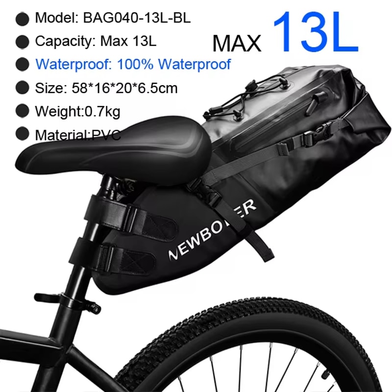 Water Proof Bike Bag Large Capacity Bicycle Saddle Bag Fold Able Tail Rear Bag For MTB Road Bikes 6