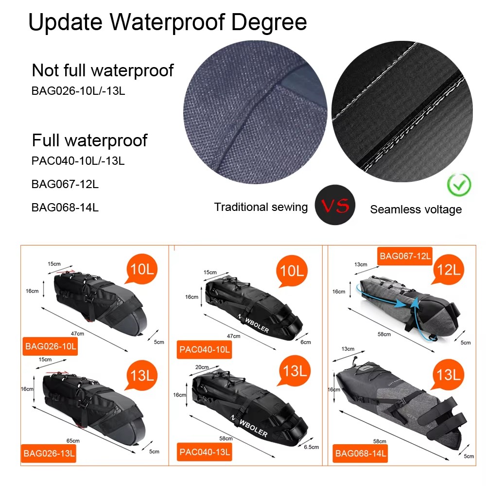 Water Proof Bike Bag Large Capacity Bicycle Saddle Bag Fold Able Tail Rear Bag For MTB Road Bikes 5