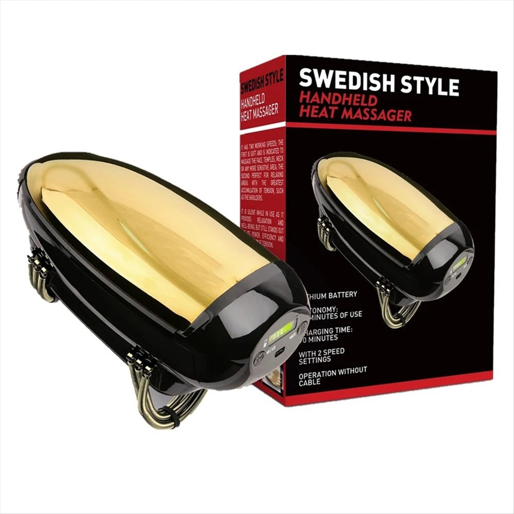 Men Barberology Massager, Professional Cordless Handheld Metal Massager, USB Charge Head Massage with Massage modes