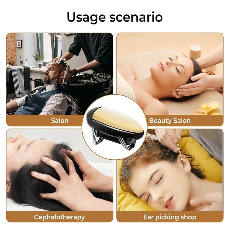 Men Barberology Massager, Professional Cordless Handheld Metal Massager, USB Charge Head Massage with Massage modes