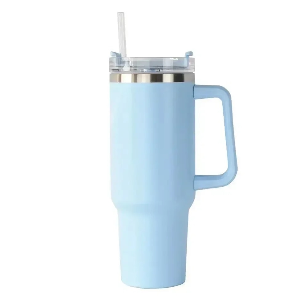 Insulated Tumbler With Handle And Straw Double Wall Thermal Iced Travel Mug Car And Outdoor Use 10