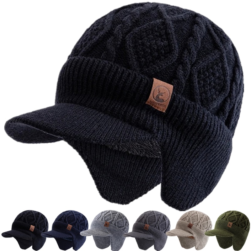 Hot Sale Unisex Winter Hat Plush Fur Lined Warm Ear Flap Cap Soft Beanie Outdoor Thick Ski Knitted 0