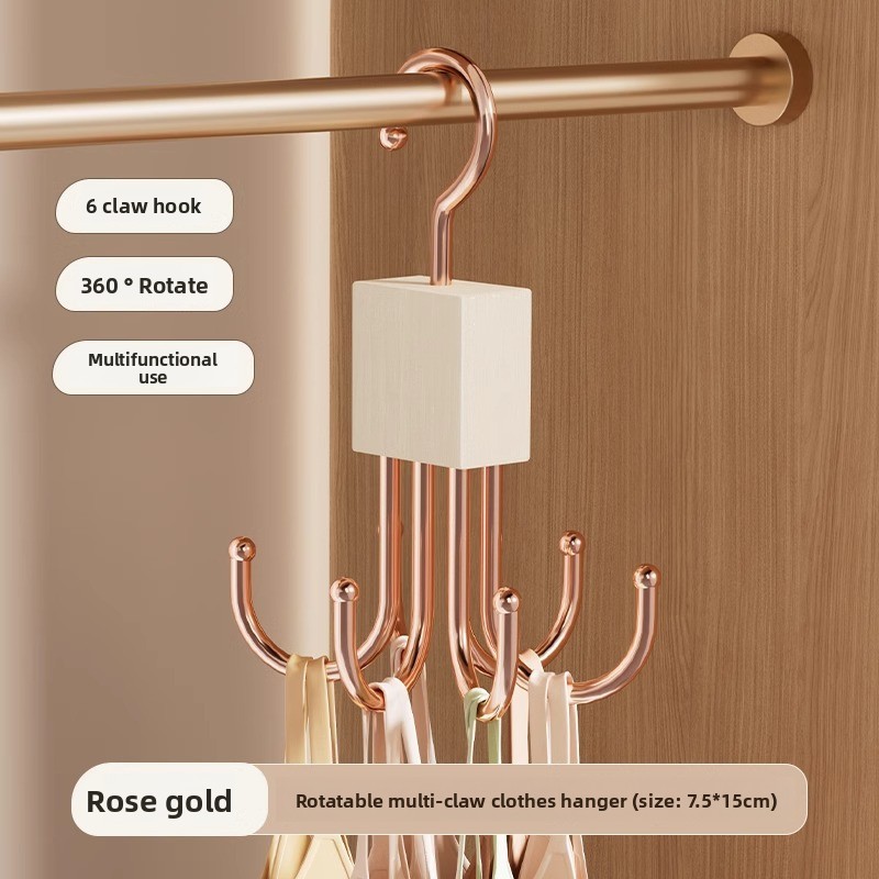 Rotating Storage Hanger With Hooks Enhanced Belt And Scarf Rack Wooden Wardrobe Organizer 7