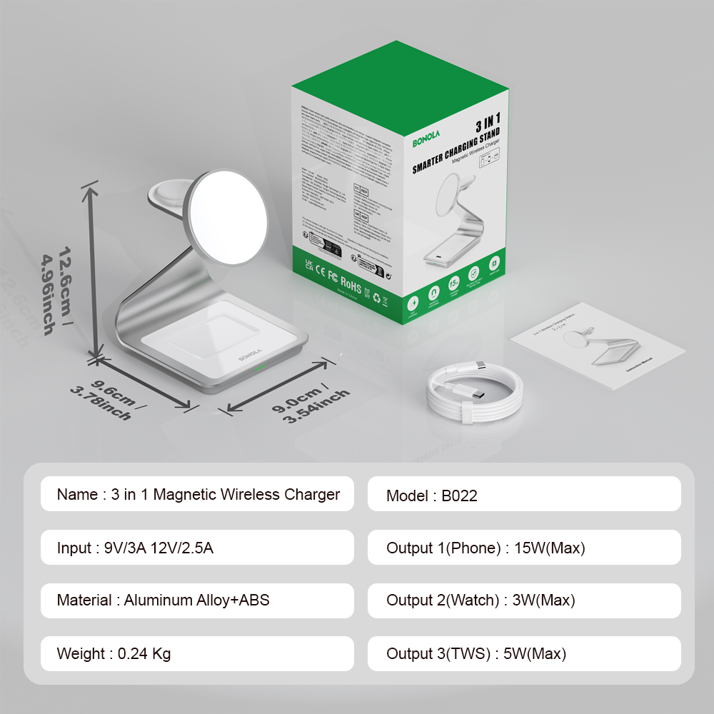 Magnetic Wireless Charger For IPhone Wireless Charging Station Compatible With Apple Watch And AirP 5